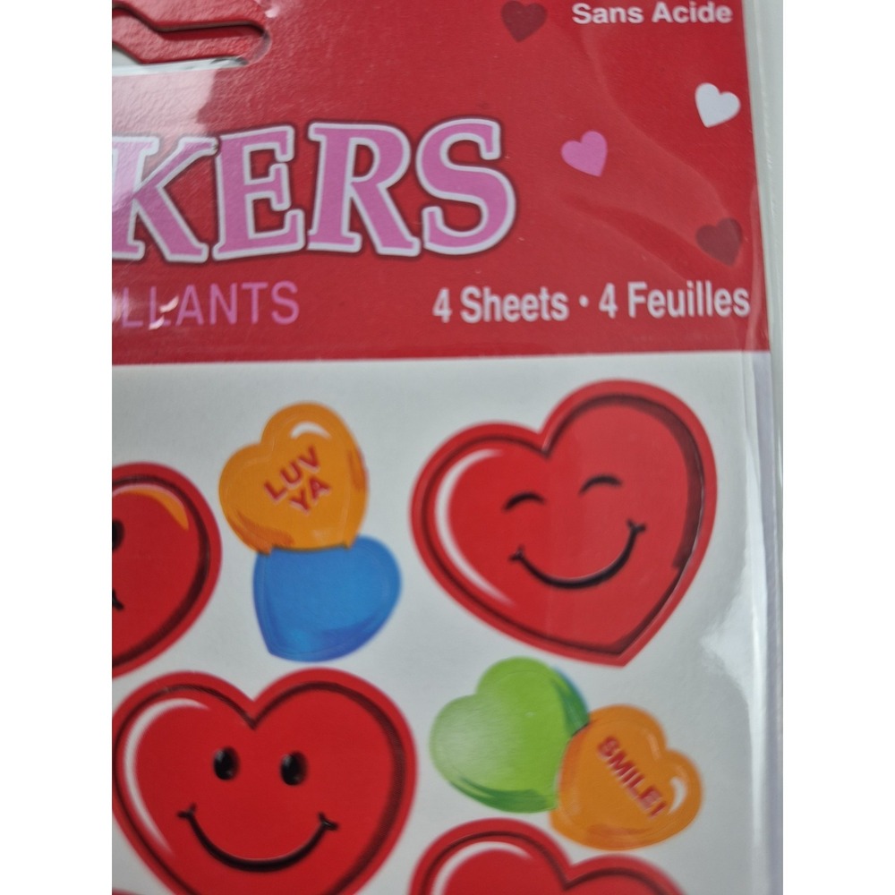 NEW Vintage Amscan Stickers Valentine Hearts Two Sealed Packs 8 Total Sheets - Picture 6 of 6